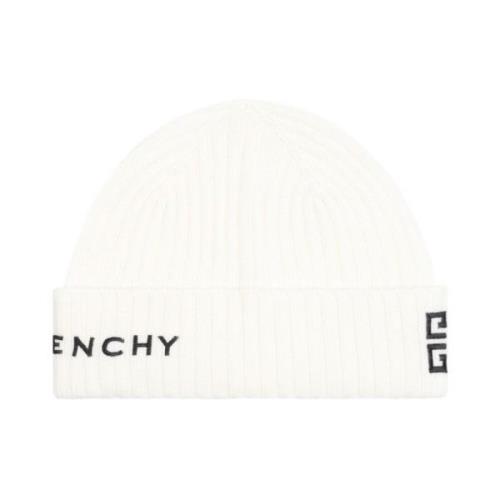 Witte Wol Beanie Hoed Givenchy , White , Unisex