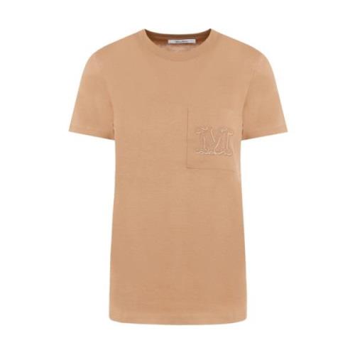 Stijlvolle Kameel Katoenen T-Shirt Max Mara , Beige , Dames