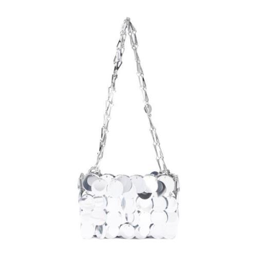 Metallic Sparkle Clutch Tas Paco Rabanne , Gray , Dames