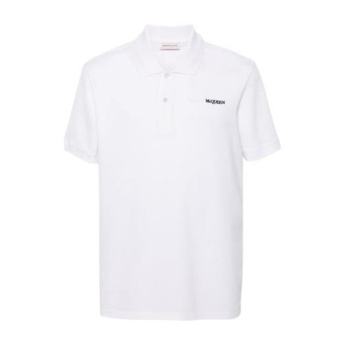 Witte Polo Shirt Geborduurd Logo Alexander McQueen , White , Heren