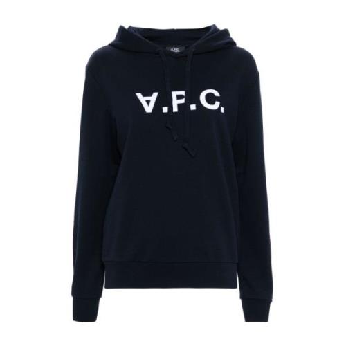 Blauwe Katoenen Logo Sweater Hoodie A.p.c. , Blue , Dames