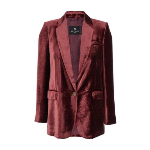 Bordeaux Velvet Blazer Jas Etro , Red , Dames