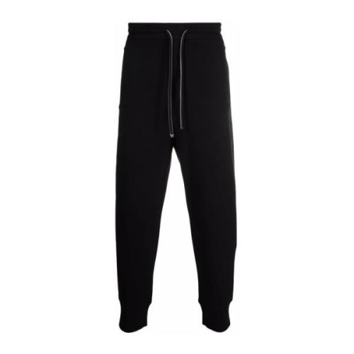 Zwarte Katoenen Trekkoord Broek Emporio Armani , Black , Heren