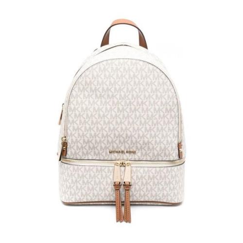 Logo-Print Rugzak in Wit en Beige Michael Kors , White , Dames