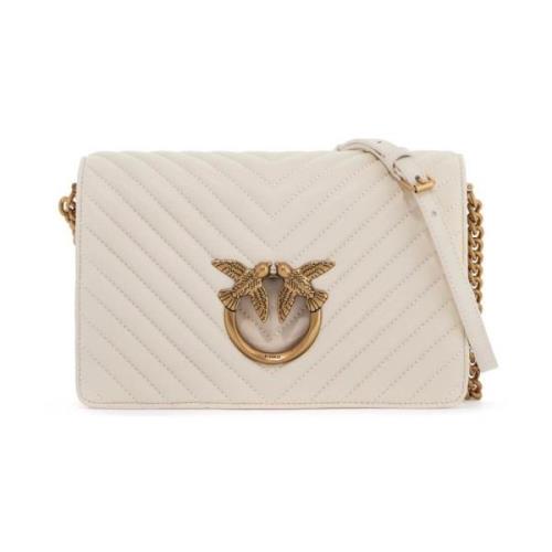 Chevron Quilted Love Click Tas Pinko , White , Dames