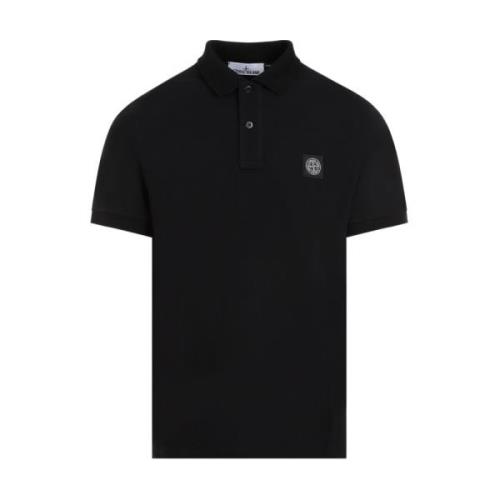 Zwarte Katoenen Poloshirt Aw24 Stone Island , Black , Heren