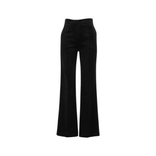 Zwarte Wijde Corduroy Broek 8PM , Black , Dames