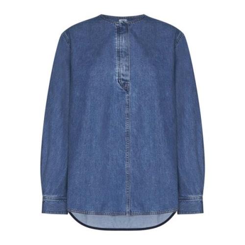 Denim Kraagloze Shirt TotêMe , Blue , Dames