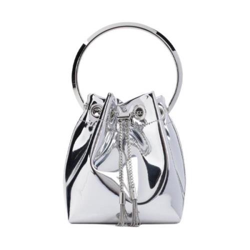 Metallic Handtas met Trekkoordsluiting Jimmy Choo , Gray , Dames