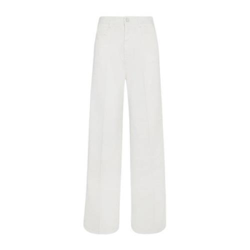 Hoge Taille Wijde Katoenen Jeans Kiton , White , Dames