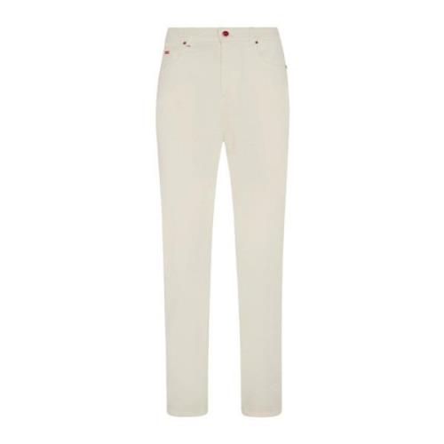 Witte Slim-Fit Katoen Denim Jeans Kiton , White , Dames