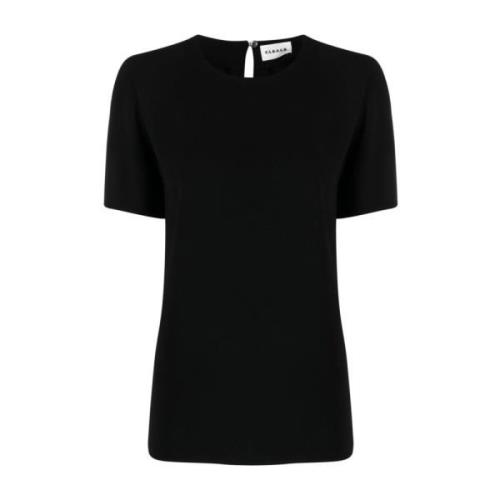 Zwarte Crew Neck Shirt met Sleutelgatdetail P.a.r.o.s.h. , Black , Dam...