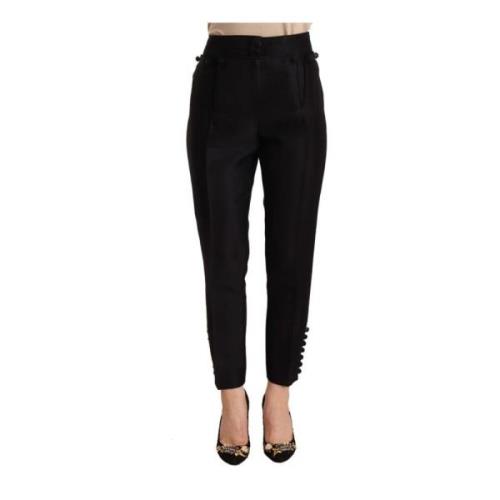 Zwarte Cropped Broek Rits Italië Dsquared2 , Black , Dames