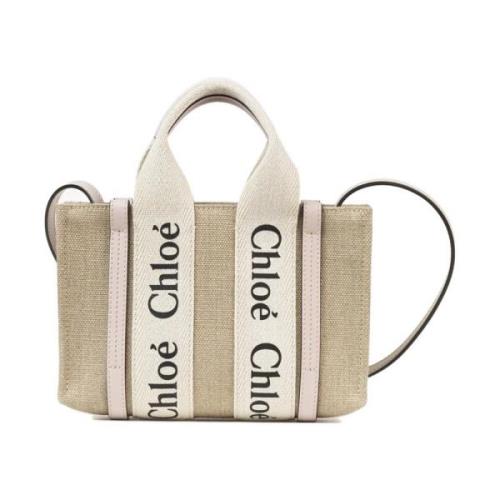 Witte Linnen Tas met Verstelbare Band Chloé , White , Dames