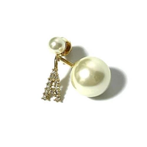 Pre-owned Pearl earrings Dior Vintage , Gray , Dames