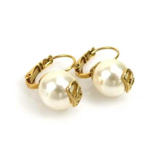 Pre-owned Pearl earrings Valentino Vintage , Yellow , Dames