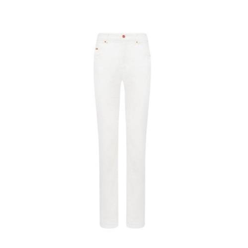 Witte Slim-Fit Katoen-Kasjmier Jeans Kiton , White , Dames