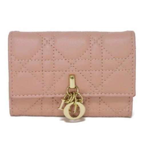 Pre-owned Leather wallets Dior Vintage , Pink , Dames