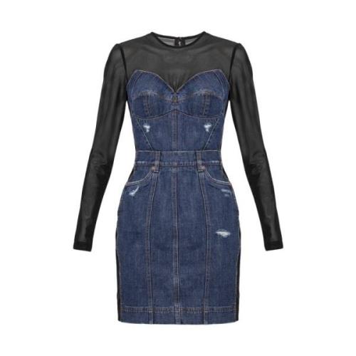 Jurk met transparante inzetstukken Dolce & Gabbana , Blue , Dames