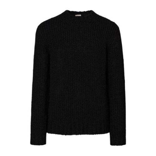 Zachte Bio Wol Crewneck Sweater Massimo Alba , Black , Heren