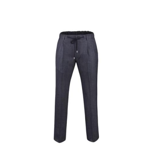 Luxe wol-zijde-linnen broek Moorer , Blue , Heren