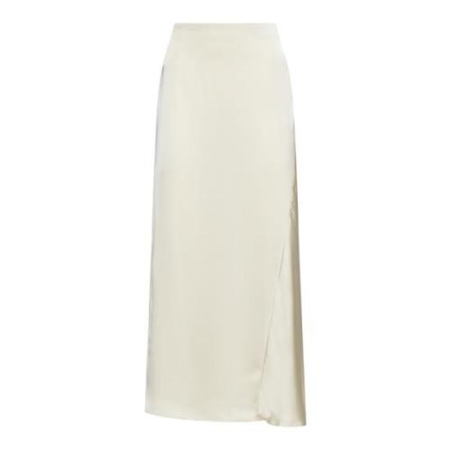 Ecru Satin Midi Rok Beige Max Mara Weekend , Beige , Dames