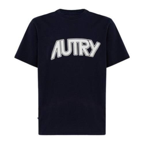 Blauwe T-shirts en Polos met Geribbelde Kraag Autry , Blue , Heren