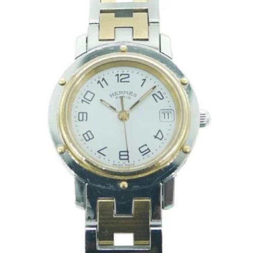 Pre-owned Stainless Steel watches Hermès Vintage , White , Dames