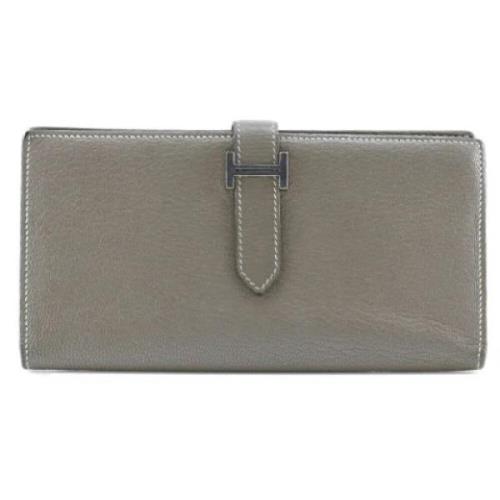 Pre-owned Leather wallets Hermès Vintage , Gray , Dames