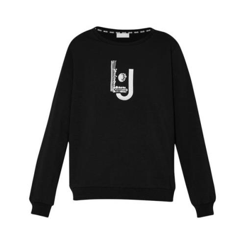 Zwarte Sweater Elegant Veelzijdig Geborduurd Liu Jo , Black , Dames