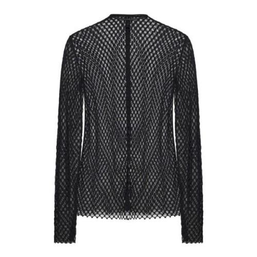 Doorschijnende Mesh Top Zwart TotêMe , Black , Dames