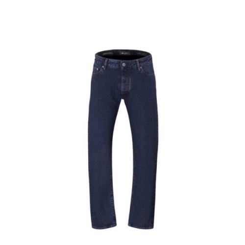 Japanse Denim 5-Pocket Broek Moorer , Blue , Heren