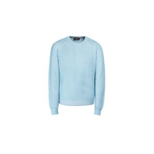 Sea Island Cotton Crew Neck Sweater Moorer , Blue , Heren