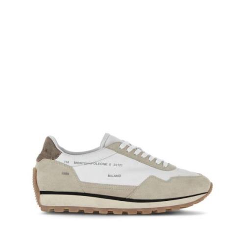 Witte Leren Sneakers Tonal Stiksels Hogan , White , Heren