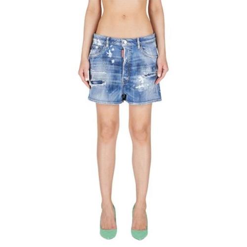 Denim Shorts - Blauw, Distressed Stijl Dsquared2 , Blue , Dames