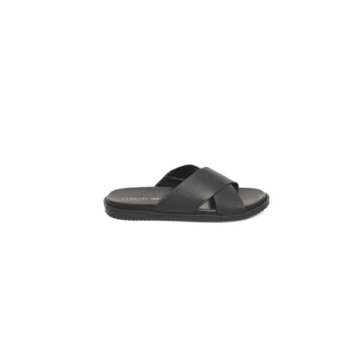 Gevlochten Leren Dubbele Band Sandalen Cerruti 1881 , Black , Heren