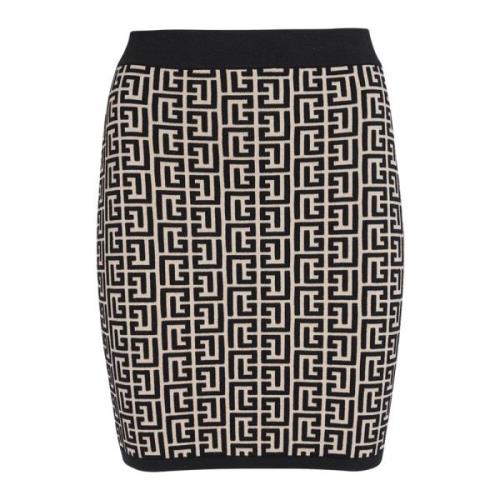 Gebreide rok met monogram Balmain , Black , Dames