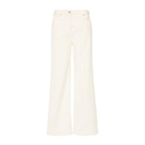 Witte Corduroy Wijde Pijp Broek Pinko , White , Dames