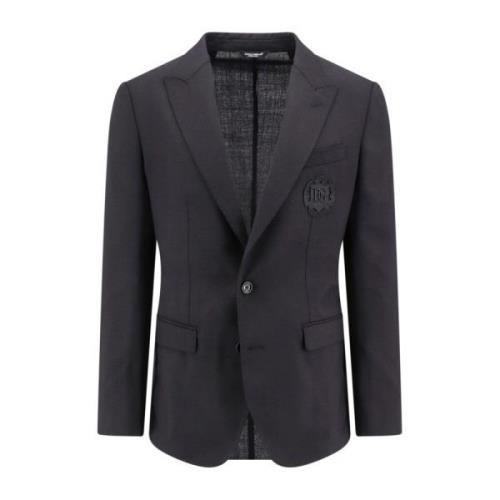 Wollen Blazer met Peak Revers Dolce & Gabbana , Black , Heren