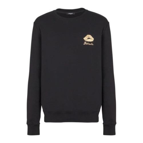 Sweatshirt met kusprint Balmain , Black , Heren