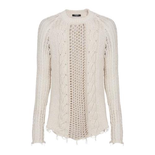 Ongevormde gebreide trui Balmain , Beige , Heren