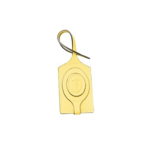 Heren Leren Sleutelhanger Accessoires Trussardi , Yellow , Unisex