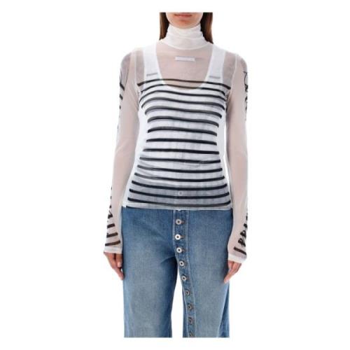 Doorschijnende Turtleneck Top Navy Jean Paul Gaultier , White , Dames