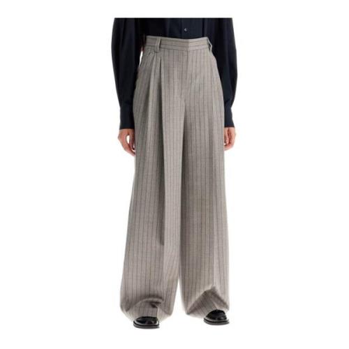 Wijde Pinstripe Wollen Broek Brunello Cucinelli , Gray , Dames