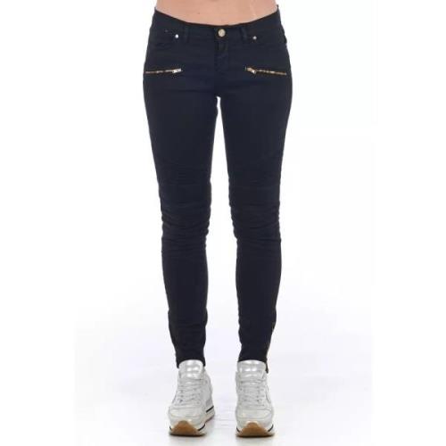 Elegante Biker Stretch Denim Jeans Frankie Morello , Black , Dames