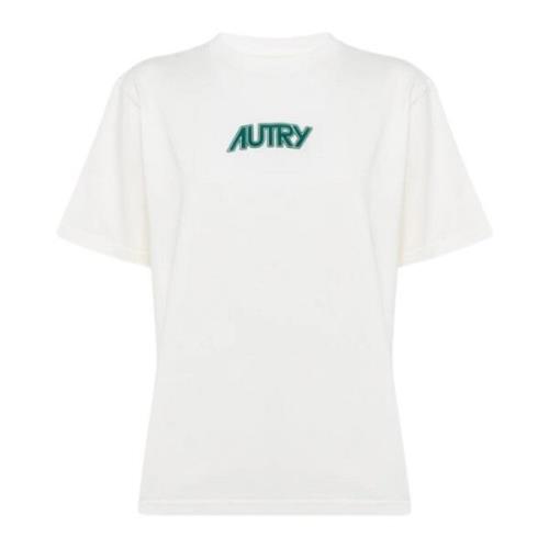 Witte Ribgebreide Kraag T-shirts en Polos Autry , White , Dames