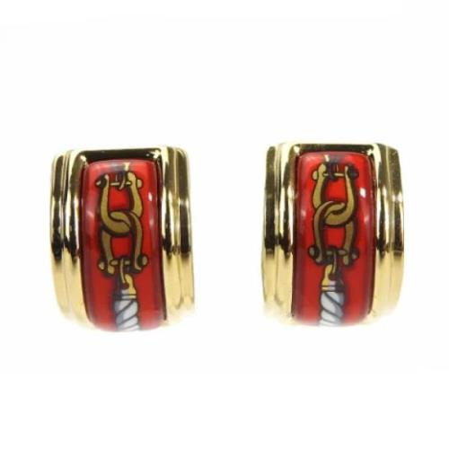 Pre-owned Metal earrings Hermès Vintage , Red , Dames