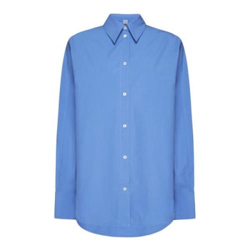 Blauwe Katoenen Poplin Kimono Mouw Shirt TotêMe , Blue , Dames