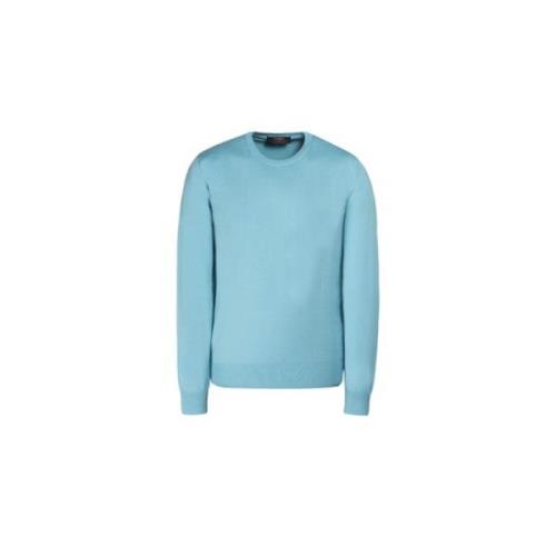 Luxe Sea Island Cotton Sweater Moorer , Blue , Heren