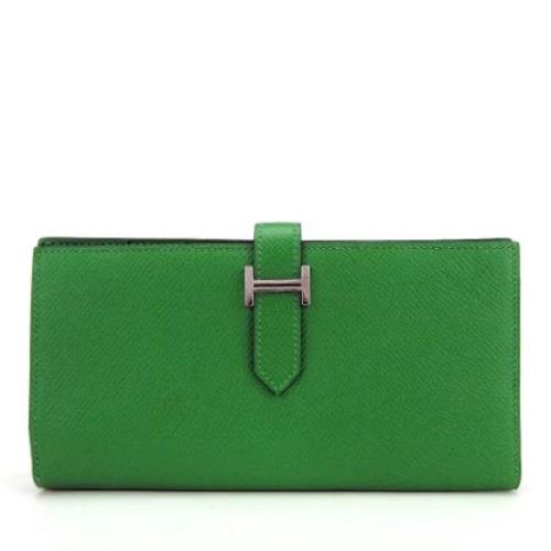 Pre-owned Leather wallets Hermès Vintage , Green , Dames